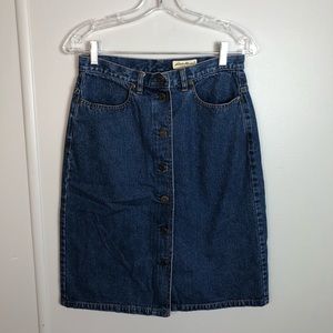 Eddie Bauer Button Front Jean Skirt Size 8